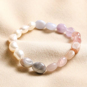 Semi-Precious Stone + Pearl Bracelet