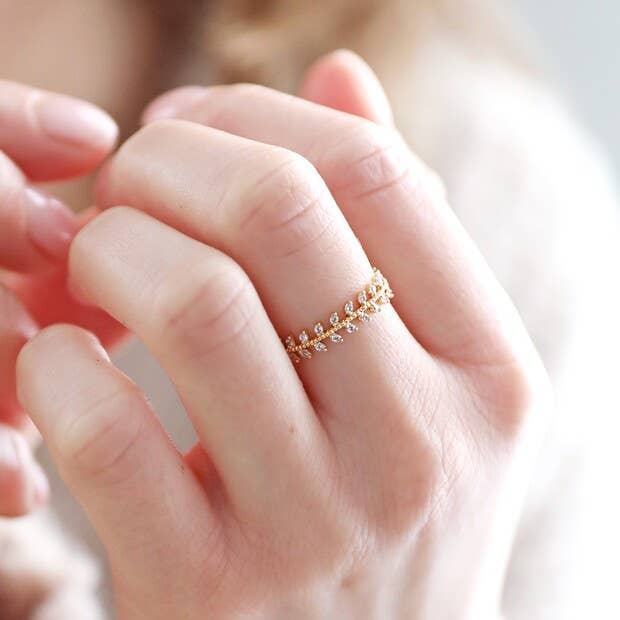 Crystal Leaves Ring