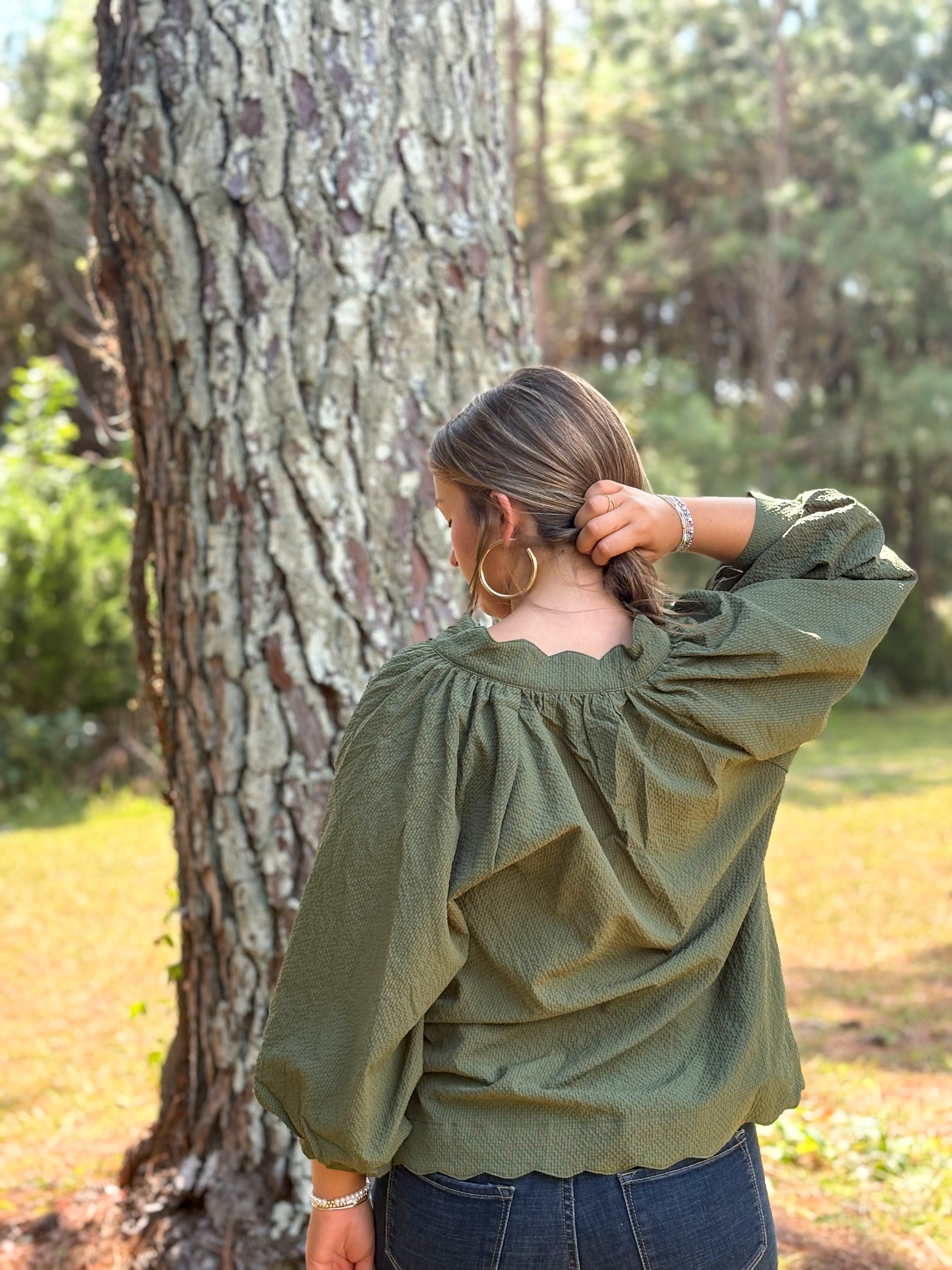 Rebecca Blouse :: Olive :: S-2X