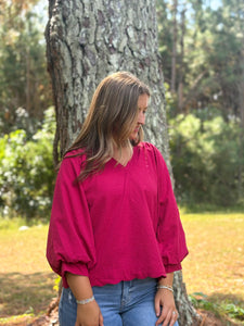 Rebecca Blouse :: Crimson :: S-2X