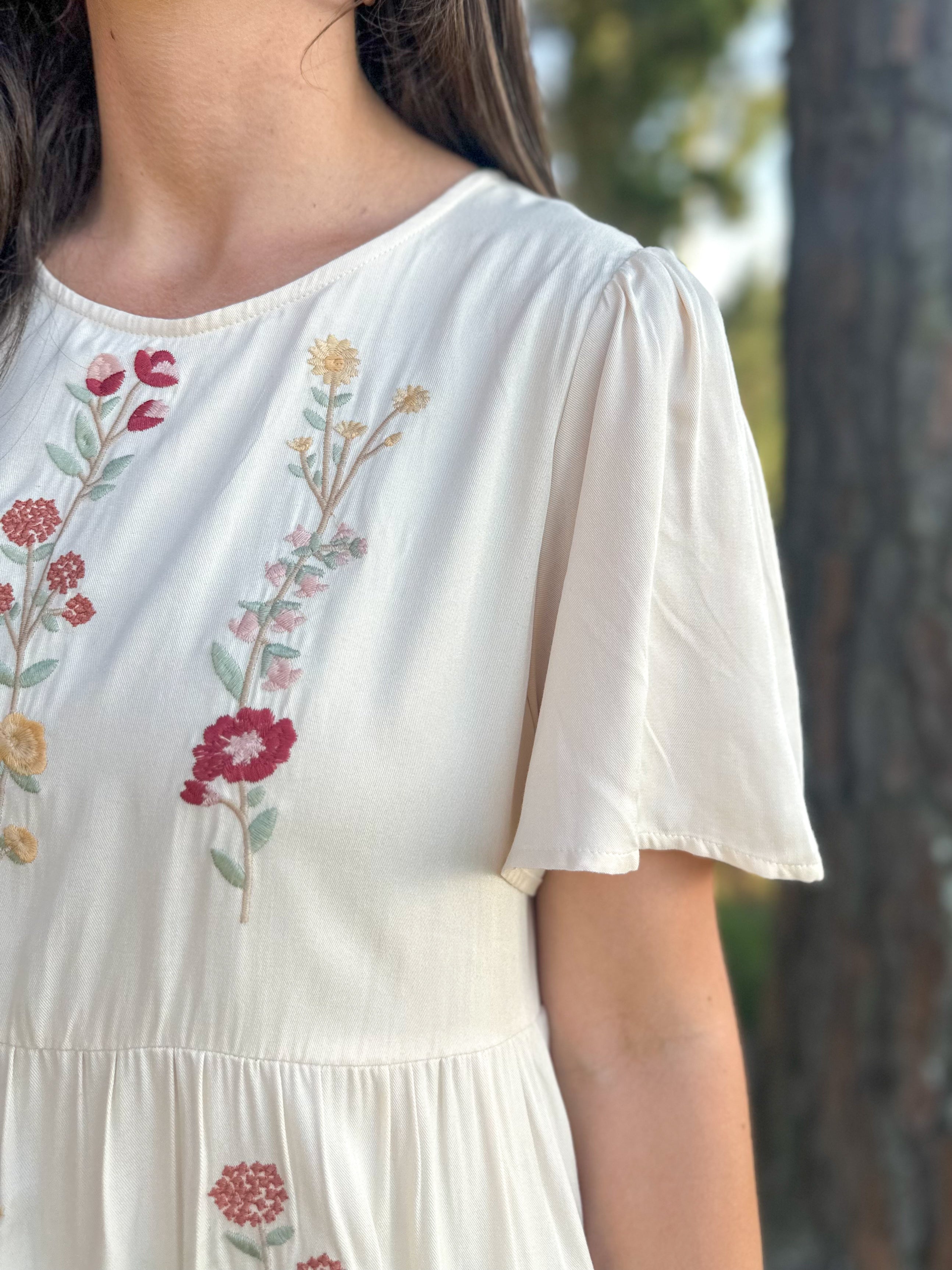 Iris Floral Embroidered Midi Dress :: L-3X