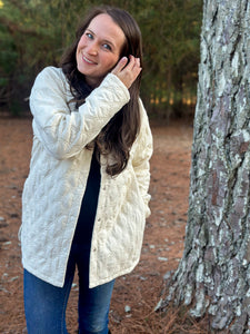 Quilted Floral Jacket :: Cream :: S-L