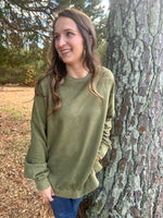 Load image into Gallery viewer, Bailey Side Slit Sweatshirt :: Olive :: M-1X
