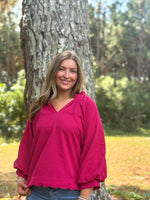 Load image into Gallery viewer, Rebecca Blouse :: Crimson :: S-2X
