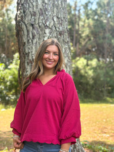 Rebecca Blouse :: Crimson :: S-2X