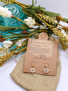 Pearl Daisy Drop Earrings