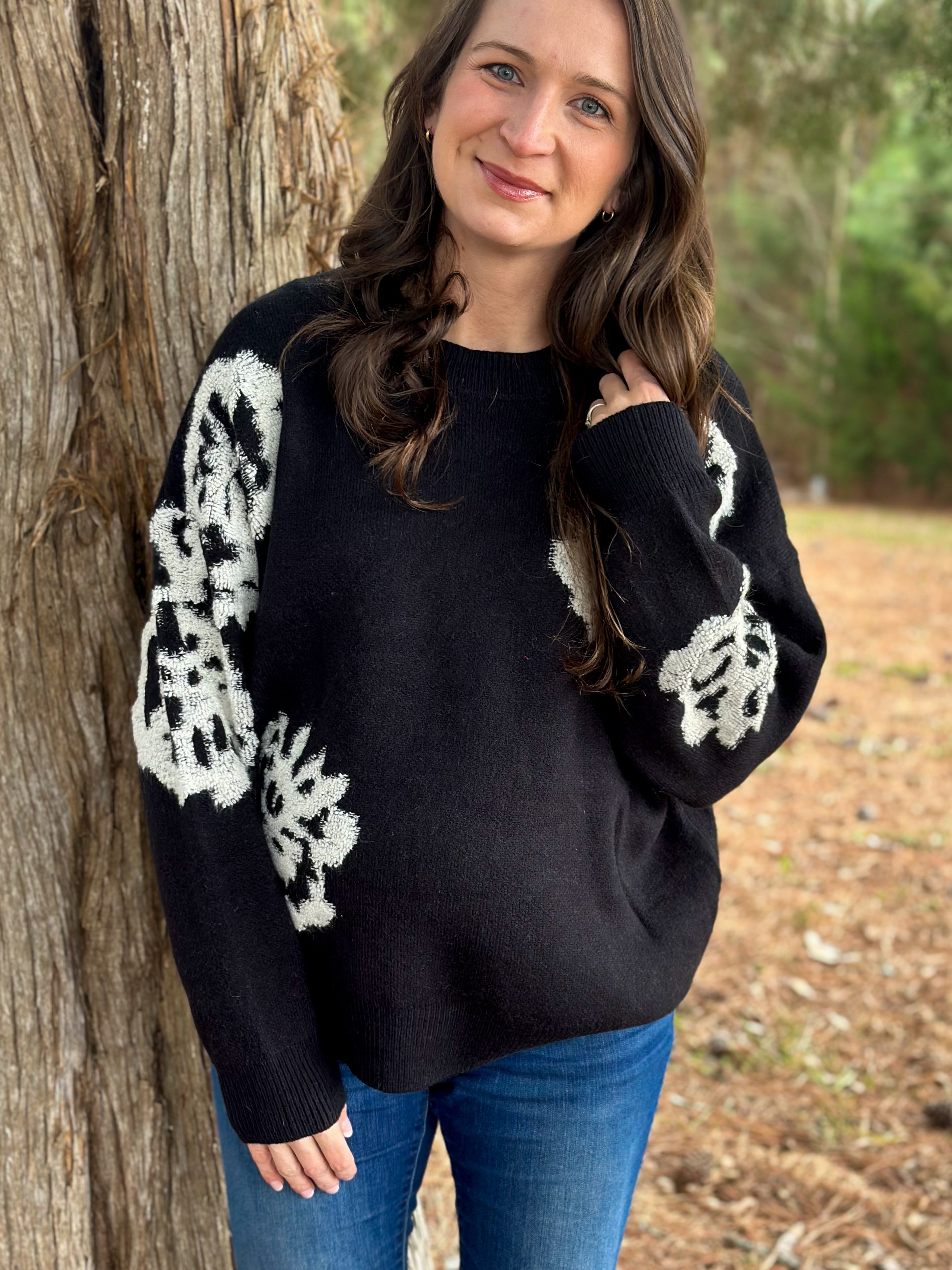 Black Floral Sweater :: S-L