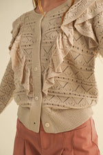 Load image into Gallery viewer, Ruffle Detailed Button-Down Sweater :: S-L
