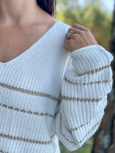 Delta Gold Stripe Sweater :: S-3X