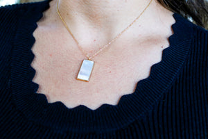 Rectangle Pearl Pendant Necklace