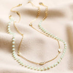 Load image into Gallery viewer, Leaf Chain + Green Beaded Necklace Set
