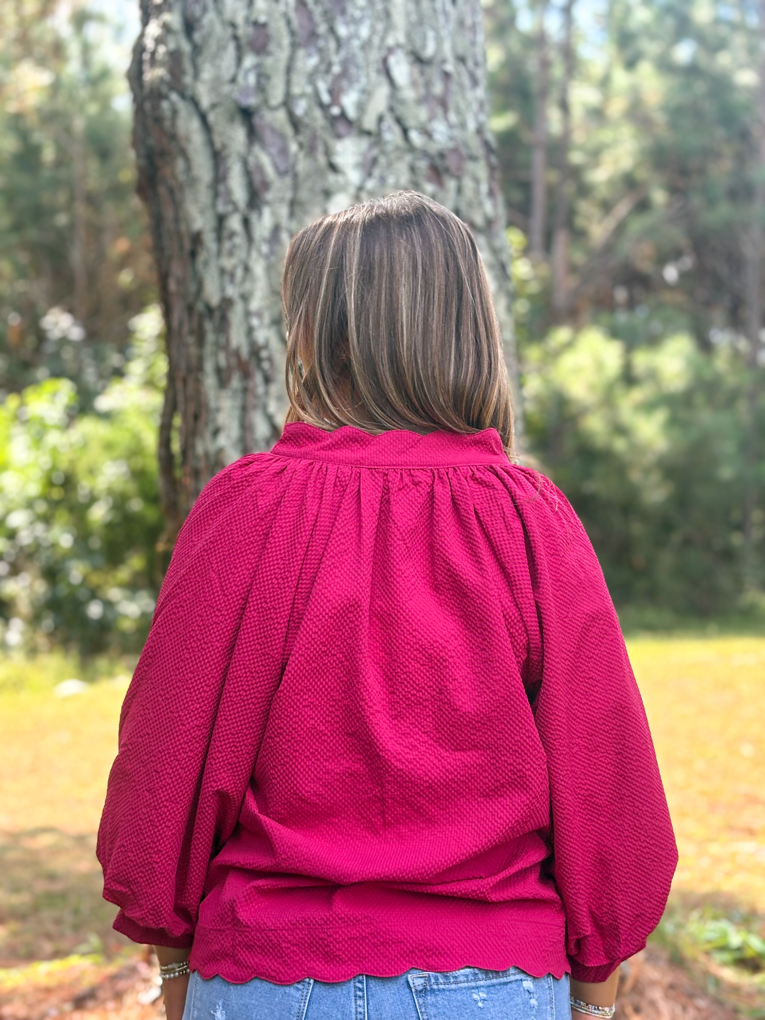 Rebecca Blouse :: Crimson :: S-2X