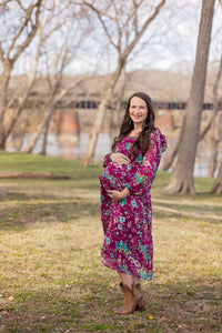 Plum Floral Midi Dress :: S-L