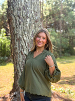 Load image into Gallery viewer, Rebecca Blouse :: Olive :: S-2X
