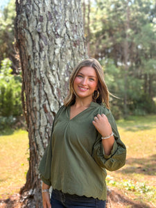 Rebecca Blouse :: Olive :: S-2X