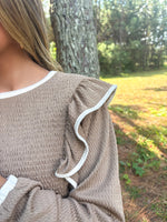 Load image into Gallery viewer, Two Tone Peplum Blouse :: S-XL
