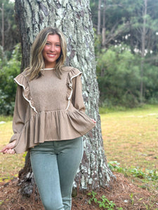 Two Tone Peplum Blouse :: S-XL