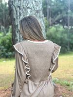 Load image into Gallery viewer, Two Tone Peplum Blouse :: S-XL
