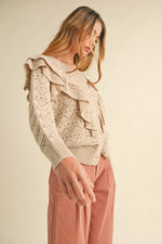 Load image into Gallery viewer, Ruffle Detailed Button-Down Sweater :: S-L
