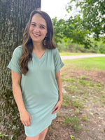 Load image into Gallery viewer, Baker T-Shirt Dress :: Dusty Green :: L-3X
