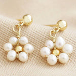Load image into Gallery viewer, Pearl Daisy Drop Earrings
