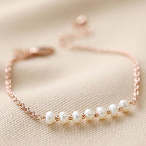 Rose Gold Pearl Chain Bracelet