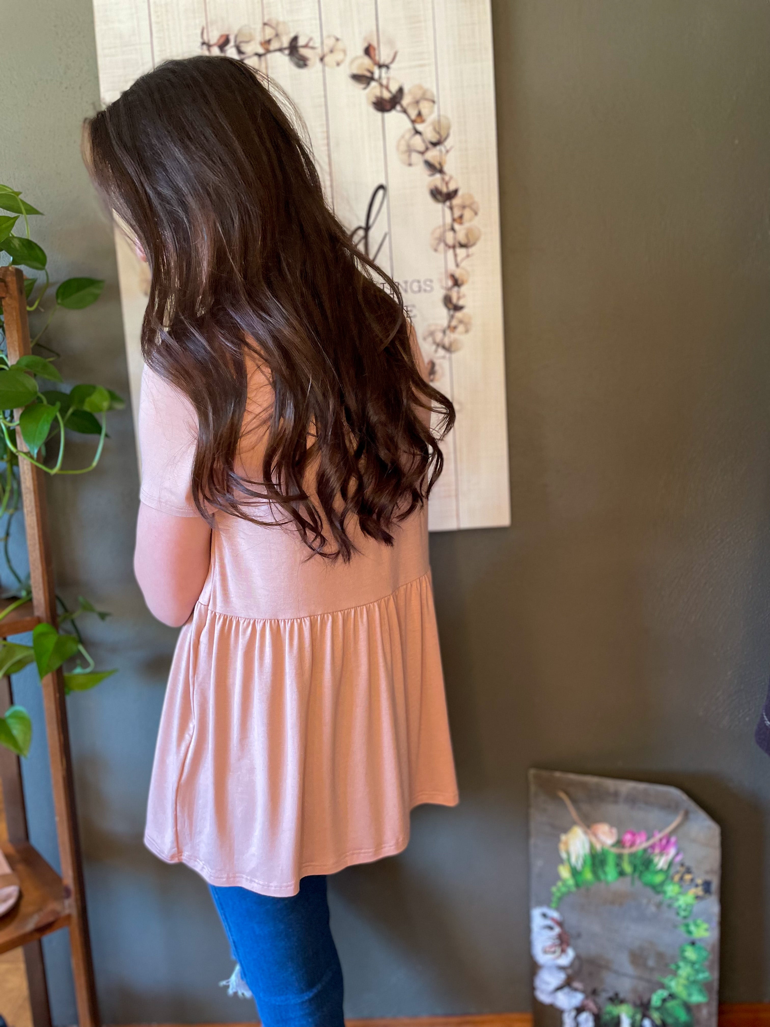 Maggie Babydoll Top :: Peachy Tan :: Large