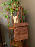 Load image into Gallery viewer, Fold Over Backpack :: Coffee
