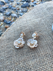 Double Floral Gold Earrings