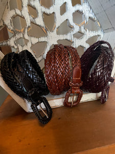 Braided Leather Belt :: Dark Brown