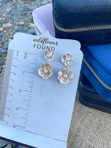 Double Floral Gold Earrings